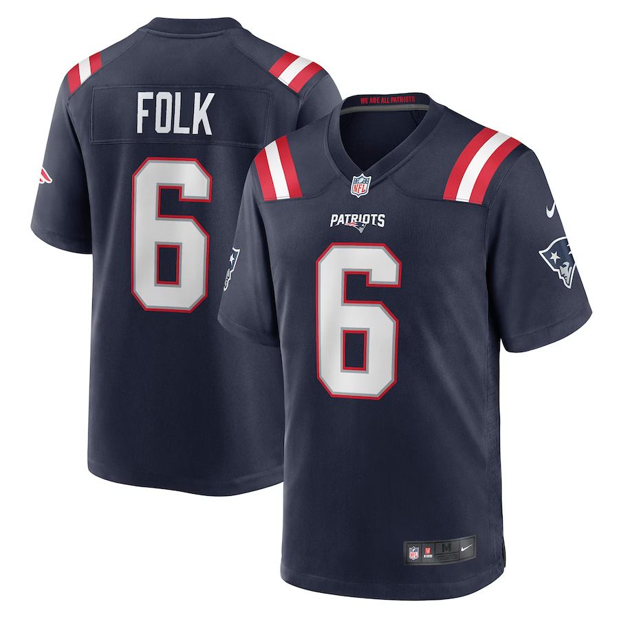 Men New England Patriots #6 Nick Folk Nike Navy Game NFL Jersey
